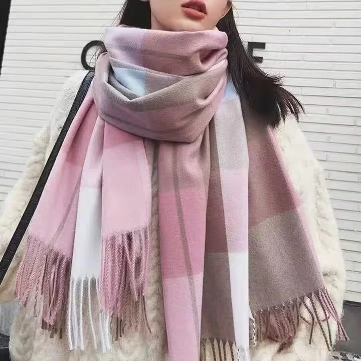 

Women Winter Scarf Luxury Brand Classic Lattice Pashmina Scarf Soft Foulard Female Cashmere Scarves Shawl Shawls Wraps 190*70cm