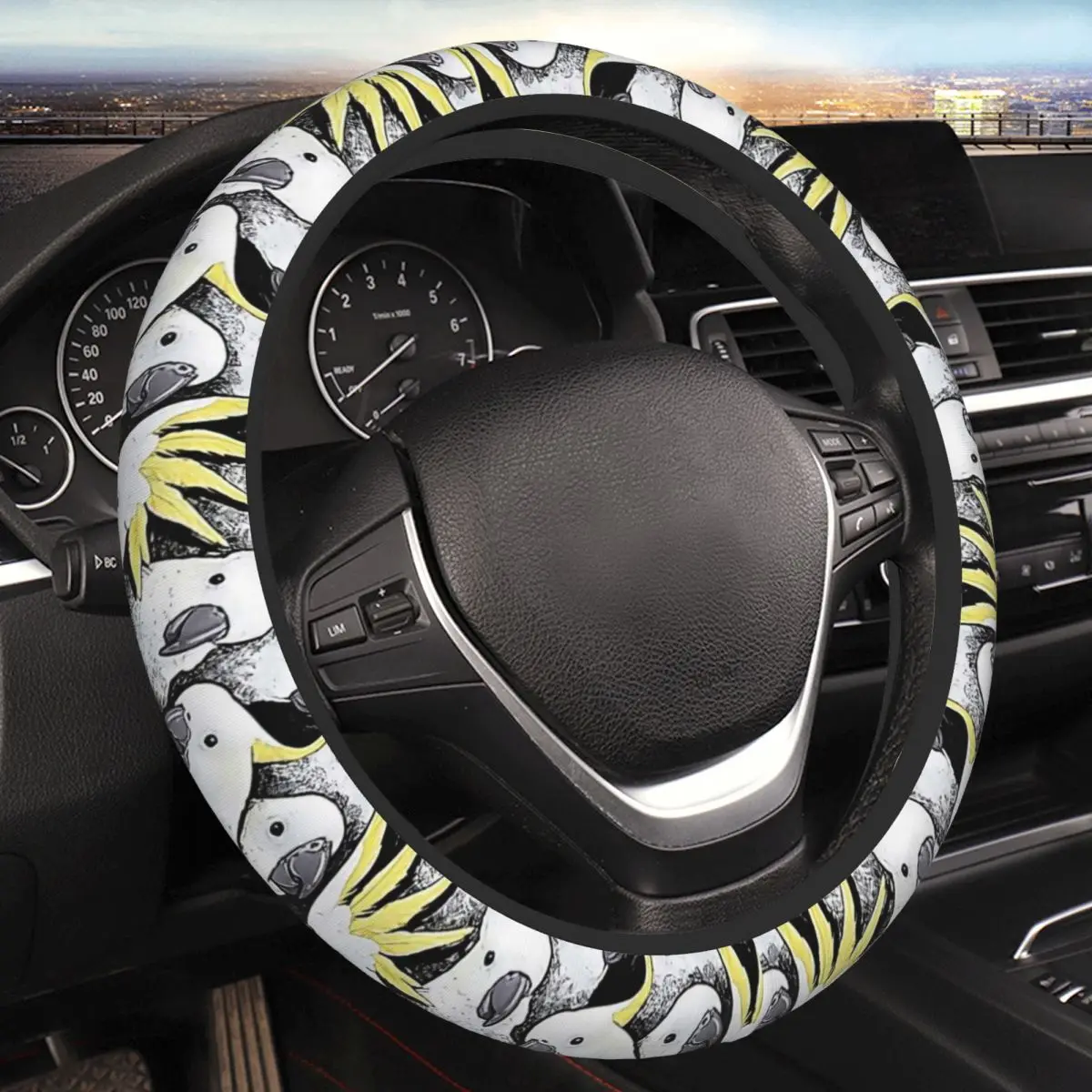 

Sulfur Crested Cockatoo Thickening Car Steering Wheel Cover 38cm Universal Suitable Car-styling Car Accessories