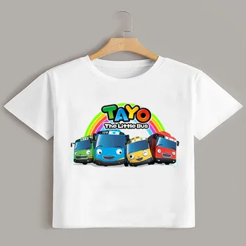 Tayo The Little Bus 프린트 만화 티셔츠, 재미있는 어린이 반팔 티셔츠, 여아 및 남아용, 여름 탑, 핫 세일