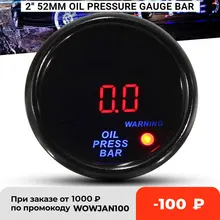 Manomètre de pression d'huile 2 pouces 52mm, 0-10 Bar, affichage numérique LED, Face noire, compteur de voiture avec capteur, pression d'huile, tension de carburant