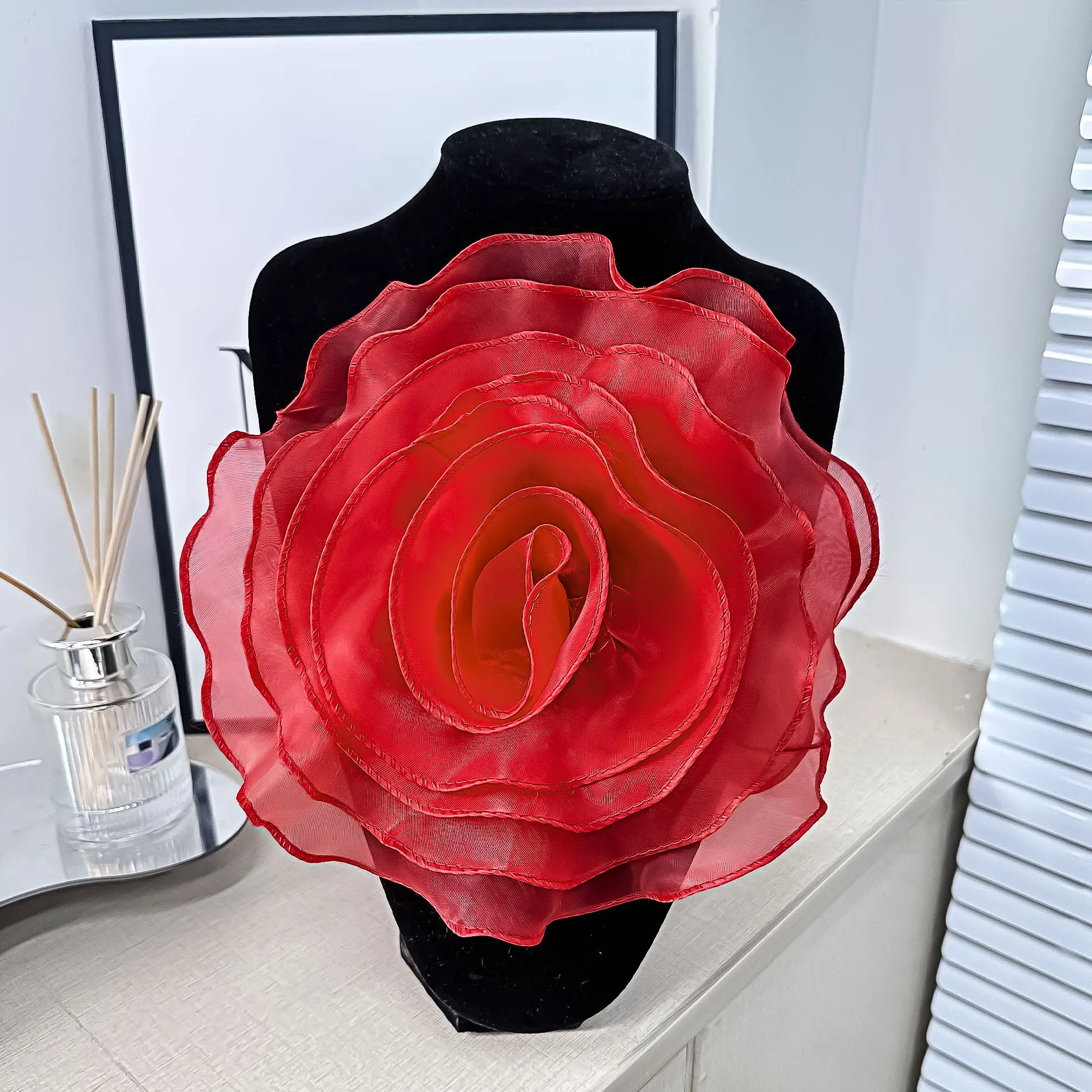 3D Organza Flower Corsage Artificial Rose Flower Patch Chest Sewing Applique Brooch Accessories Clothing Dress Neck Decor