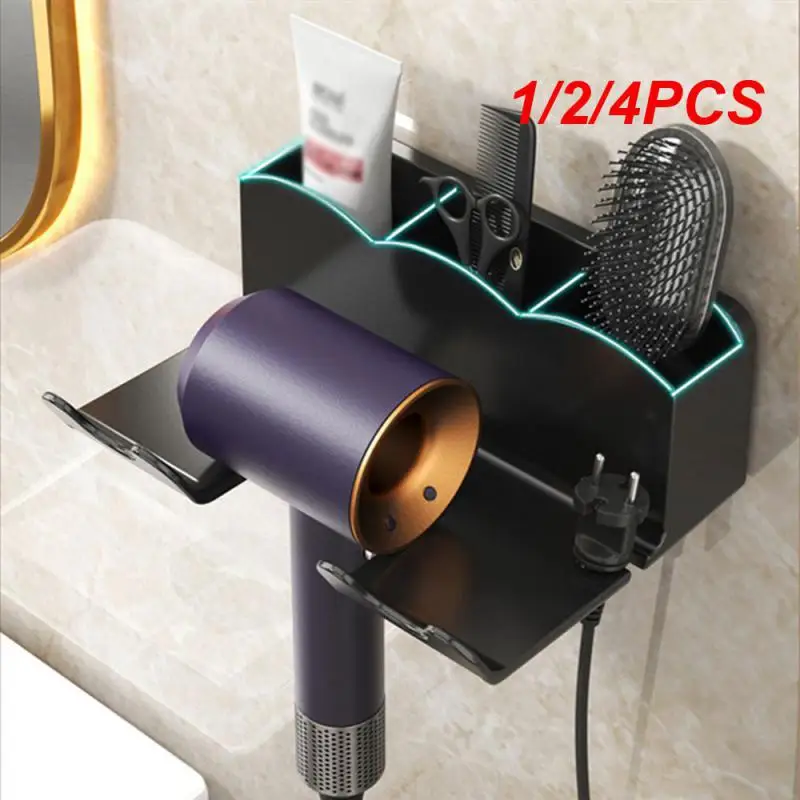 

1/2/4PCS Hair Dryer Holder Wall Dryer Bracket Straightener Stand Hairdryer Organizer Hair Brush Storage Box Bathroom Accessories