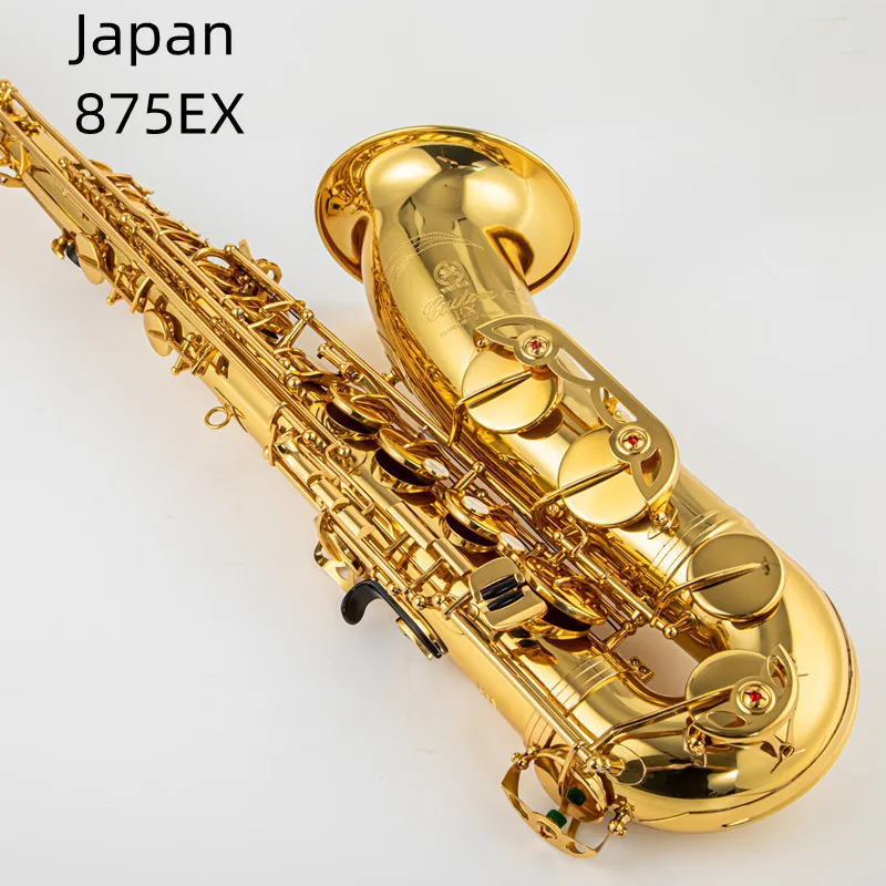 Japan875EXBbTenorSaxophoneBrassLacqueredGoldBFlatSaxMusicalWoodwindInstrumentWith