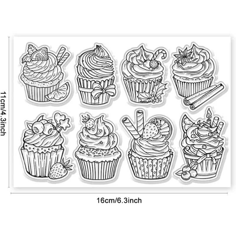 Clear Stamps 1pc Cupcake Decorative Silicone for Card Making and Photo Album Decor