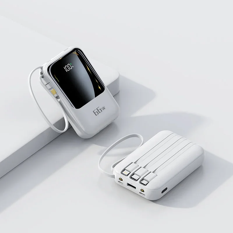66W Fast Charging 20000mAh Large Capacity Mini Comes with Line Power Bank Fast Charging Portable Mobile Power Supply for Xiaomi 6