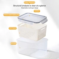 Double-Layer Drain Basket with Cover Refrigerator Fruits Vegetables Crisper Large Washing Vegetable Basket Kitchen Colander Tool 6