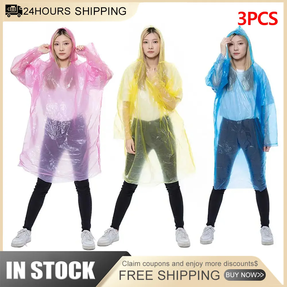Family Pack of 3 Rain Coats Waterproof Disposable Plastic Rain Poncho Foldable Lightweight for Outdoor Camping/Recreation/Hiking waterproof raincoat
