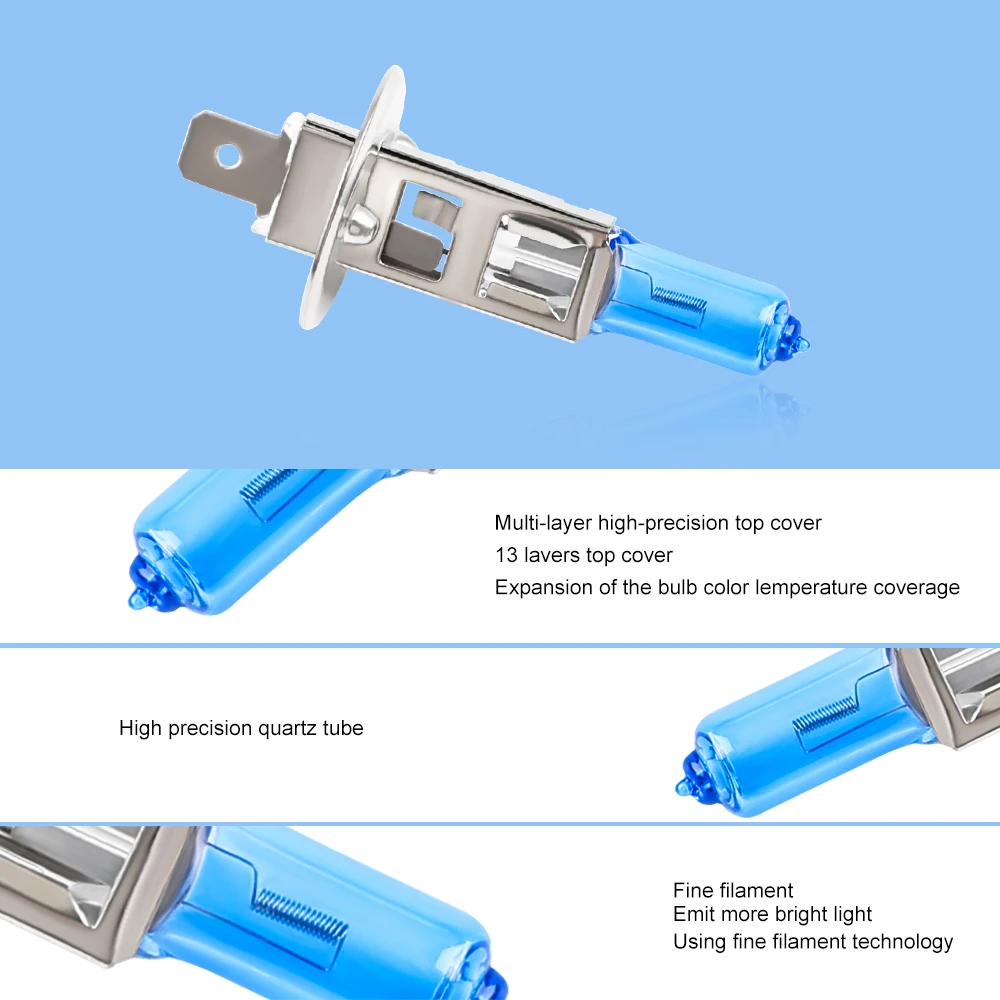 Halogen Headlight Bulb Halogen Headlight Bulb H1 55W/100W 12V Super White Car Headlight Bulbs Lights Long Lasting Fog Lamp 10PCS