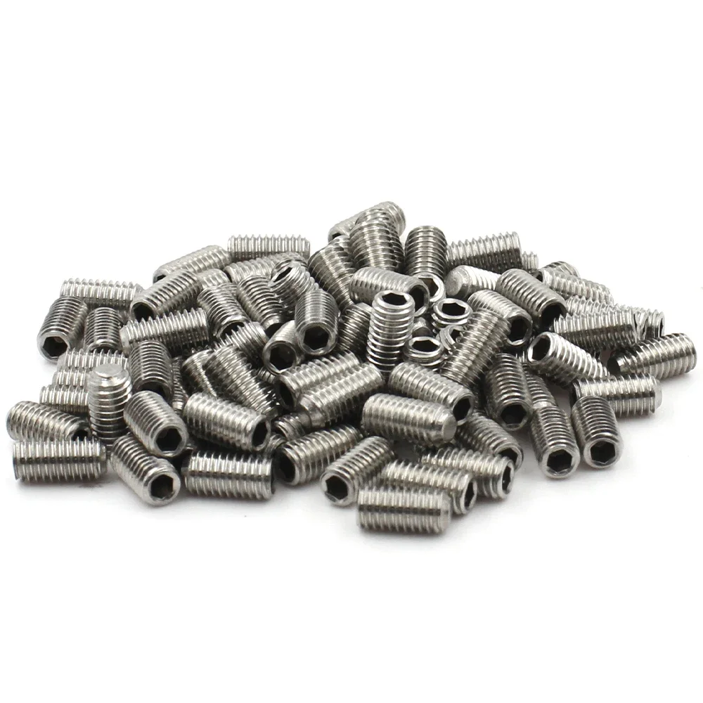 Stainless steel screws 2-10pcs M1.6 M2 M3 M4 M5 M6 M8 M10 304 Stainless Steel Hex Socket Set Screw Cup Point DIN916 Headless Hexagon Socket Grub Screws