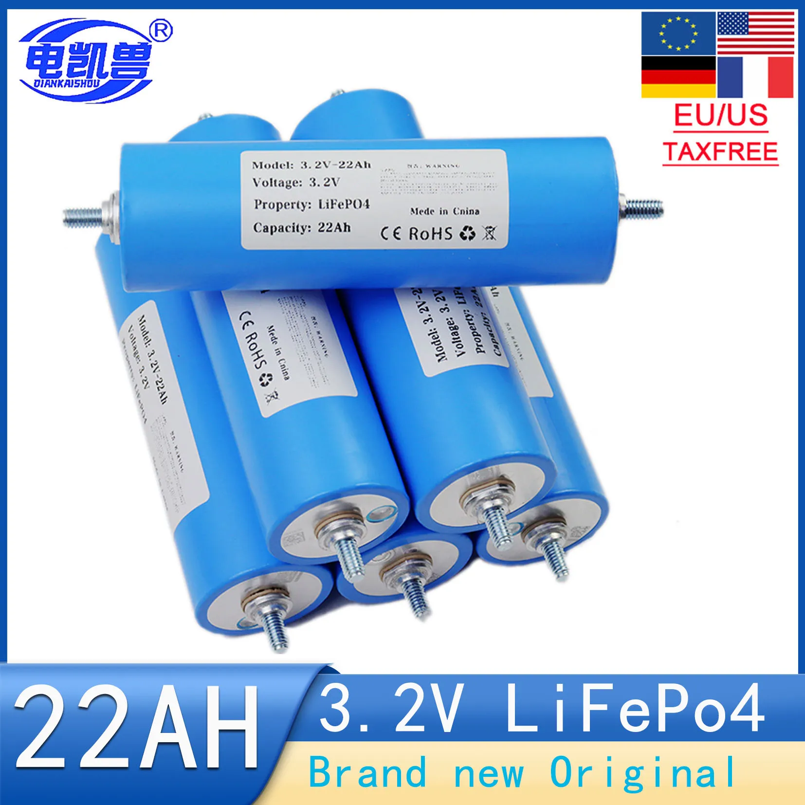

New 3.2V 22Ah LiFePO4 DIY12V 24V Solar Energy Storage RV Outdoor Battery Motorcycle Motor Battery Modification Stud duty-free