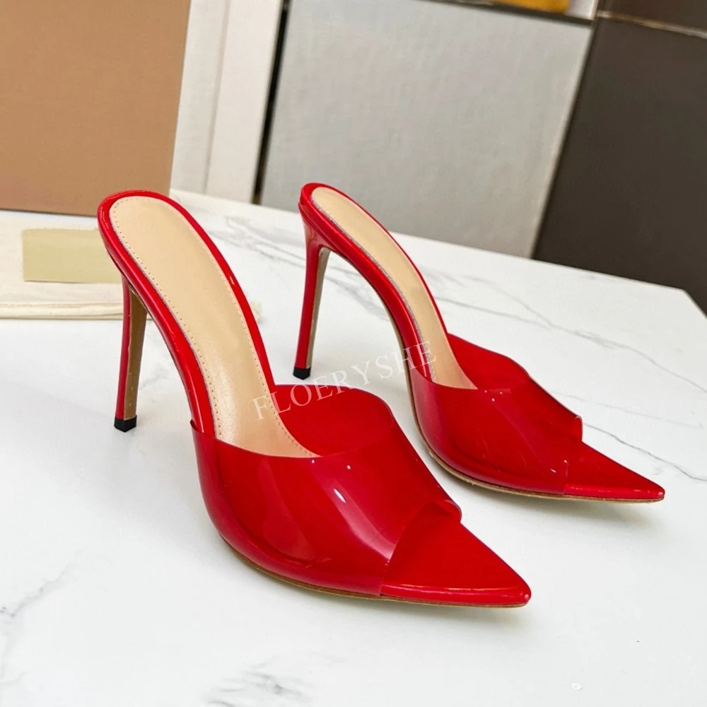 2024 Black Stiletto Pointed Toe Slippers New Arrival Women Thin High Heel Comfortable Party Solid Dress Shoes For Free Shipping