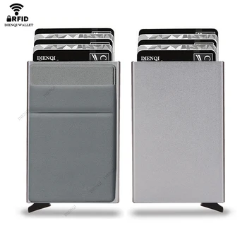 Porta carte di credito con portafoglio intelligente Rfid Portafogli da donna sottili e sottili in metallo Portafoglio minimalista pop-up Piccola borsa nera Vallet Walets per uomo 1