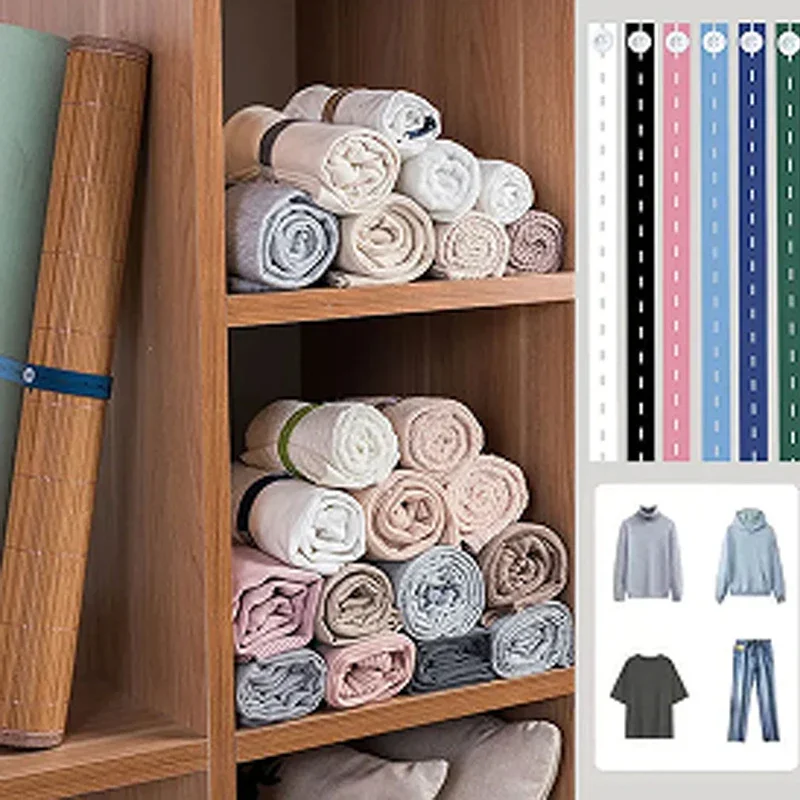 50/20/10Pcs Bed Sheet Organizer Bands Elastic Band, Roll-up Adjustable Clothing Storage Strap with Button, Luggage Space Saver 2