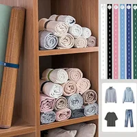 50/20/10Pcs Bed Sheet Organizer Bands Elastic Band, Roll-up Adjustable Clothing Storage Strap with Button, Luggage Space Saver 2