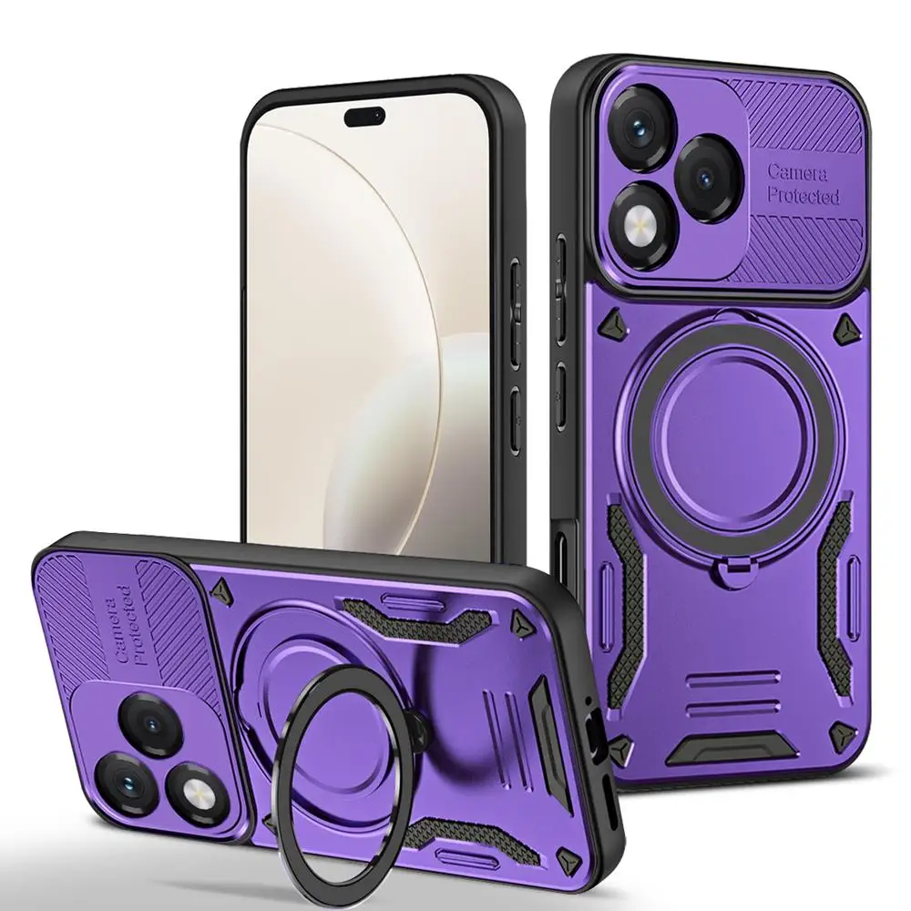 Luxury Armor Magnetic Phone Case with Ring Bracket and Bumper Back Cover