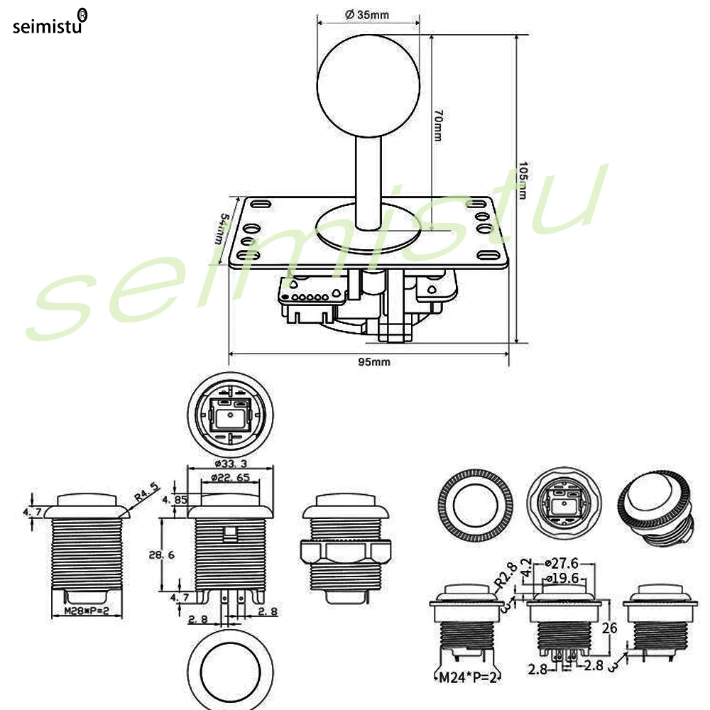 조이스틱 아케이드 DIY 키트, LED 부품 단추, 조이스틱, 인코더 컨트롤러, 라즈베리 파이 PS3 PC Neo Geo용, 2 인용