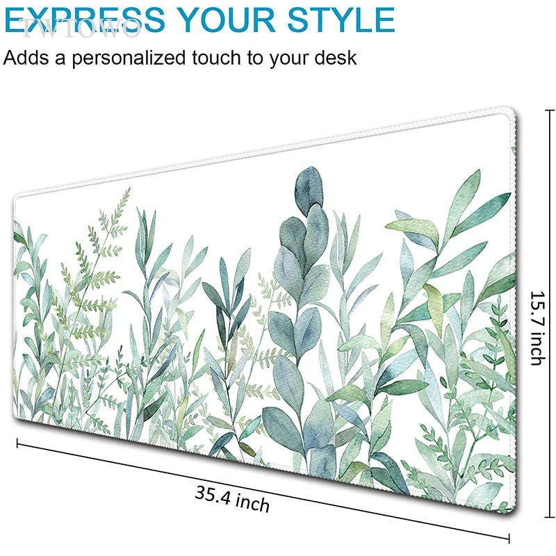 Green Leaf Plant Mouse Pad para Gamer Anti Slip Desk Mats Borracha Natural Home hd Mousepad Office Mice Pad Xxl xl - Imagem 2