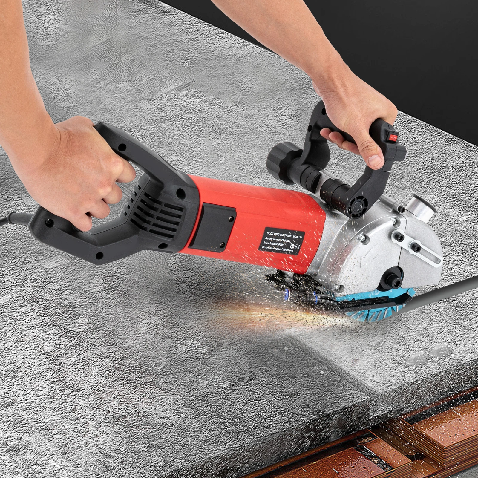 2700 W Diamantklingen-Nutmaschine, Wandschlitzmaschine, 5000 U/min, Laserführung für elektrische Leitungen, Kabel- und Rohrführung – Detail 7