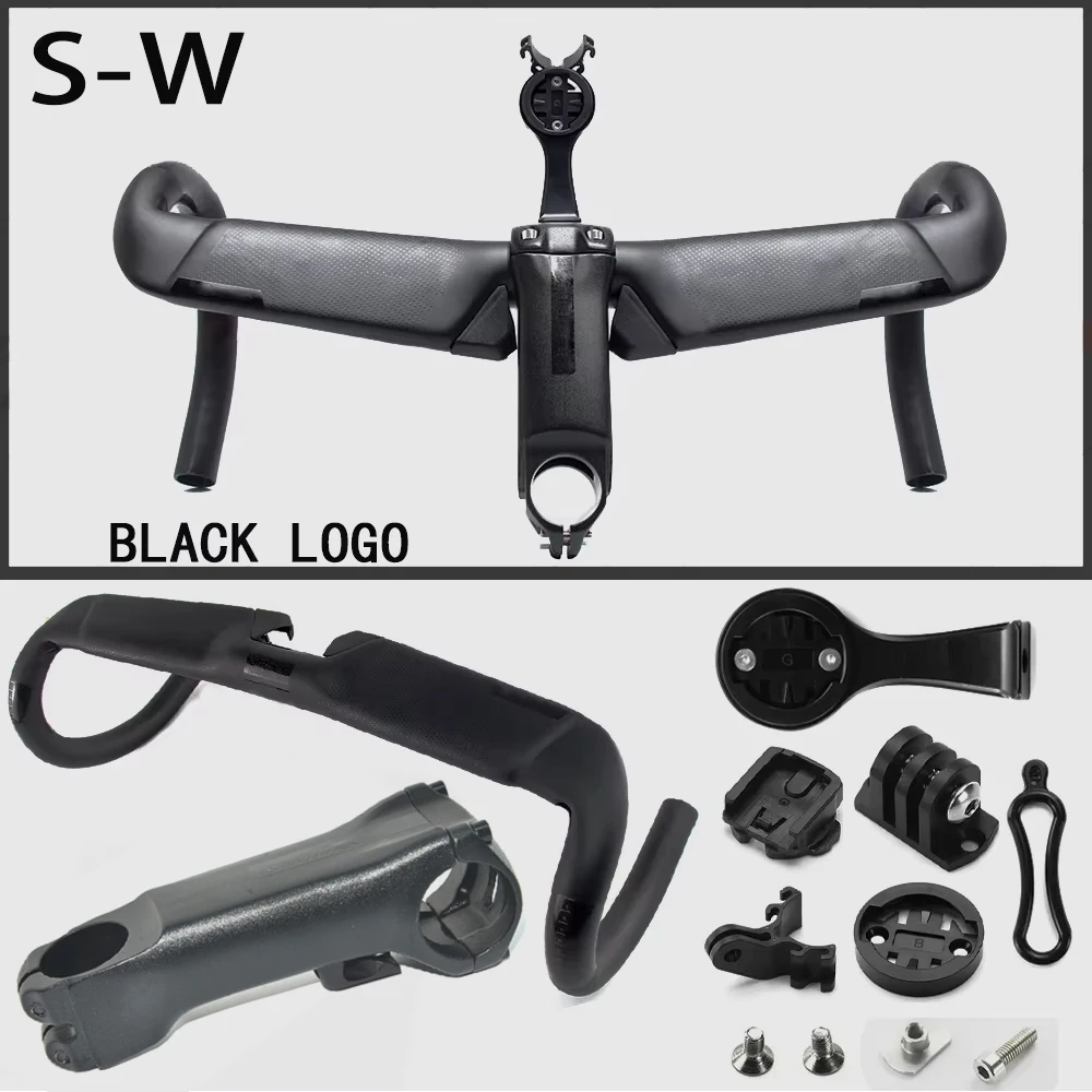 road Bike Integrated Handlebar S-W SL7 Carbon Handlebars Matte 31.8mm 400/420/440mm Alloy Bike Stem 90/100/110mm Bicycle Parts