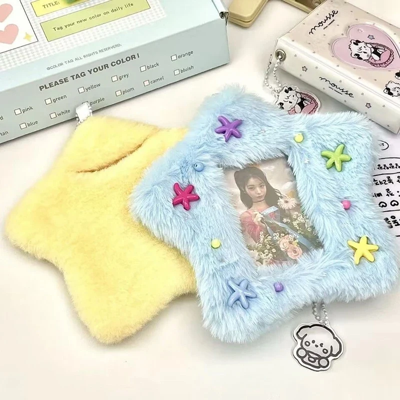 귀여운 봉제 거치대 사진 앨범 장식 커버 케이스, 버스 카드 보호대 가방, 그림 사진 슬리브 카드 케이스