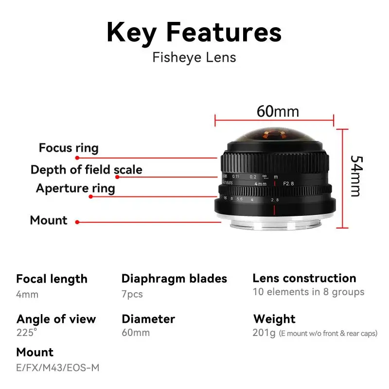 7Artisans 4mm M43 Frame Ultra-wide Angle Circular Fisheye