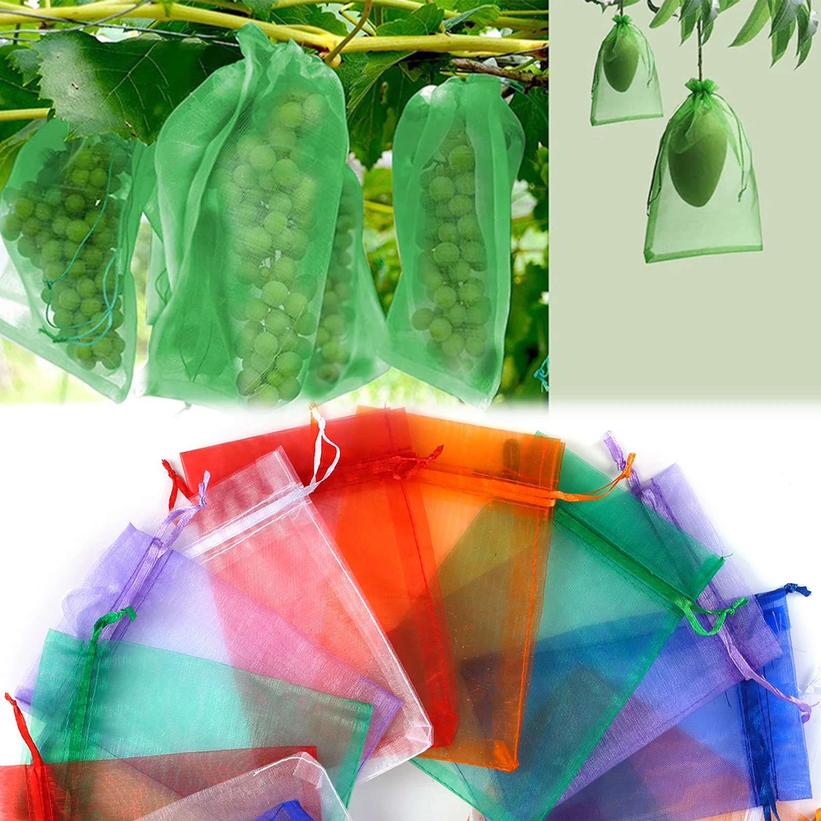 100 Sacchetti In Organza Per Protezione Frutta E Verdura – Riutilizzabili Per Uva, Piante E Coltivazione