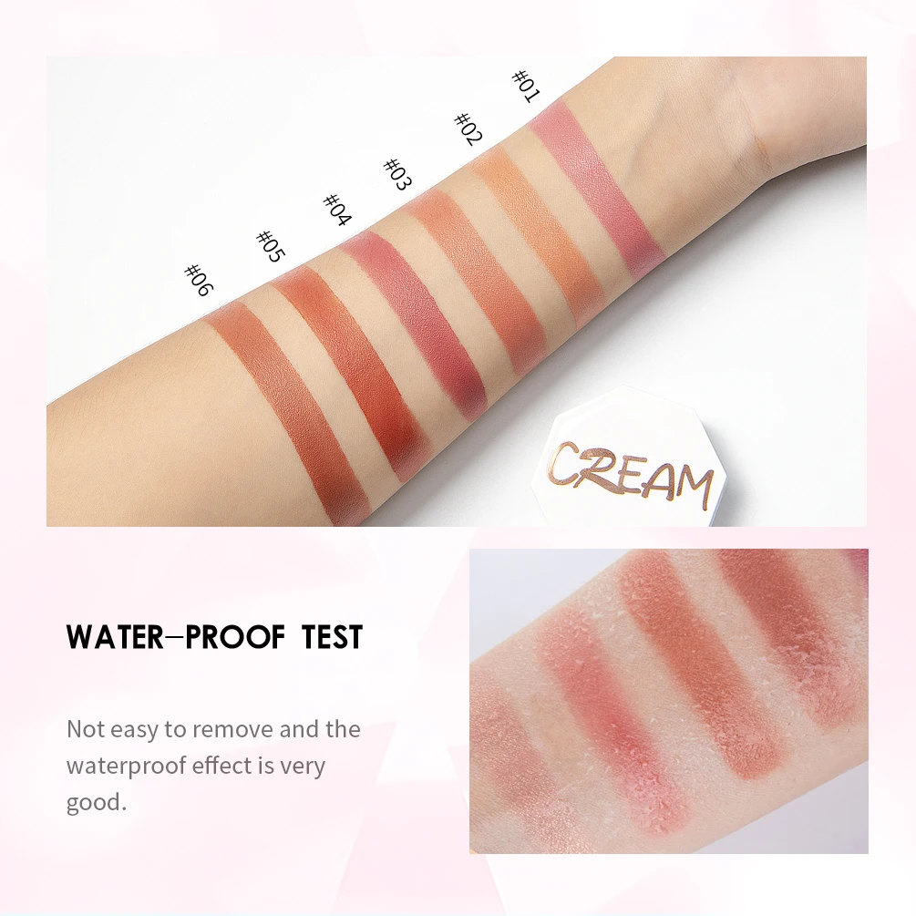 6 Color Blush Makeup Palette Red Rouge Lasting Natural Cream Cheek Contour Blusher Korean Comsmetic Cheek Tint Face Blush powder blusher blush stick blush powder blush plate facial blusher