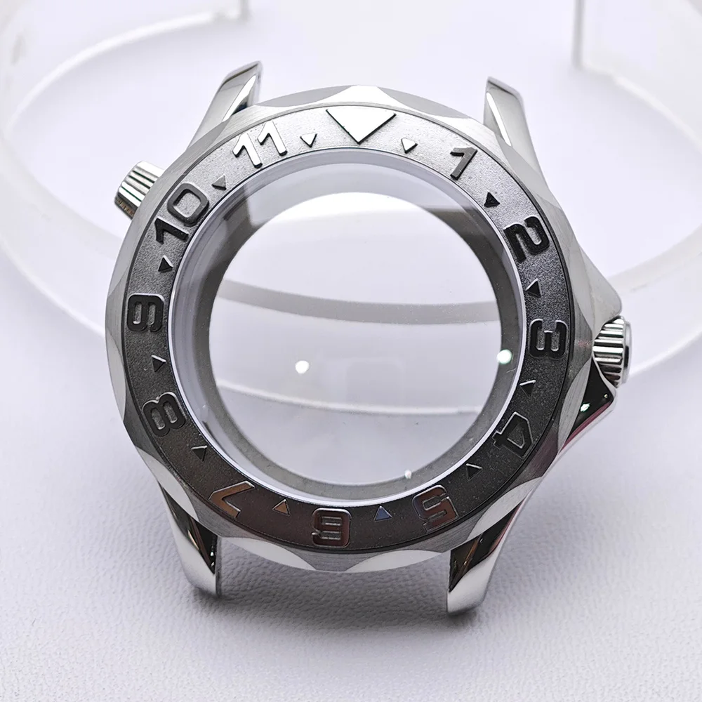 High-Quality Silver Diving Watch Case for Men with Automatic Movement