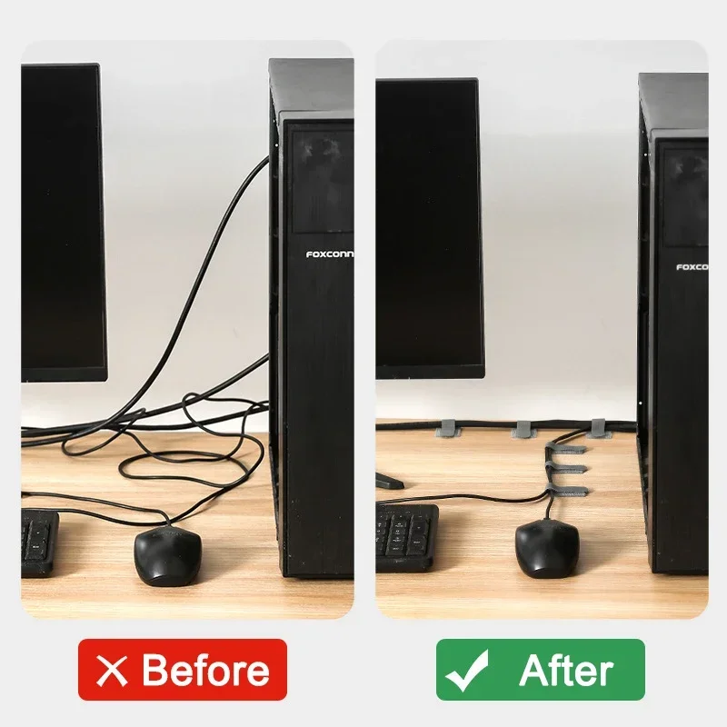 Reusable Cable Organizer Desk Wire Winder Cable Tie Organizer Self Adhesive Cord Rope Holders Cord Protection Straps 50/10Pcs