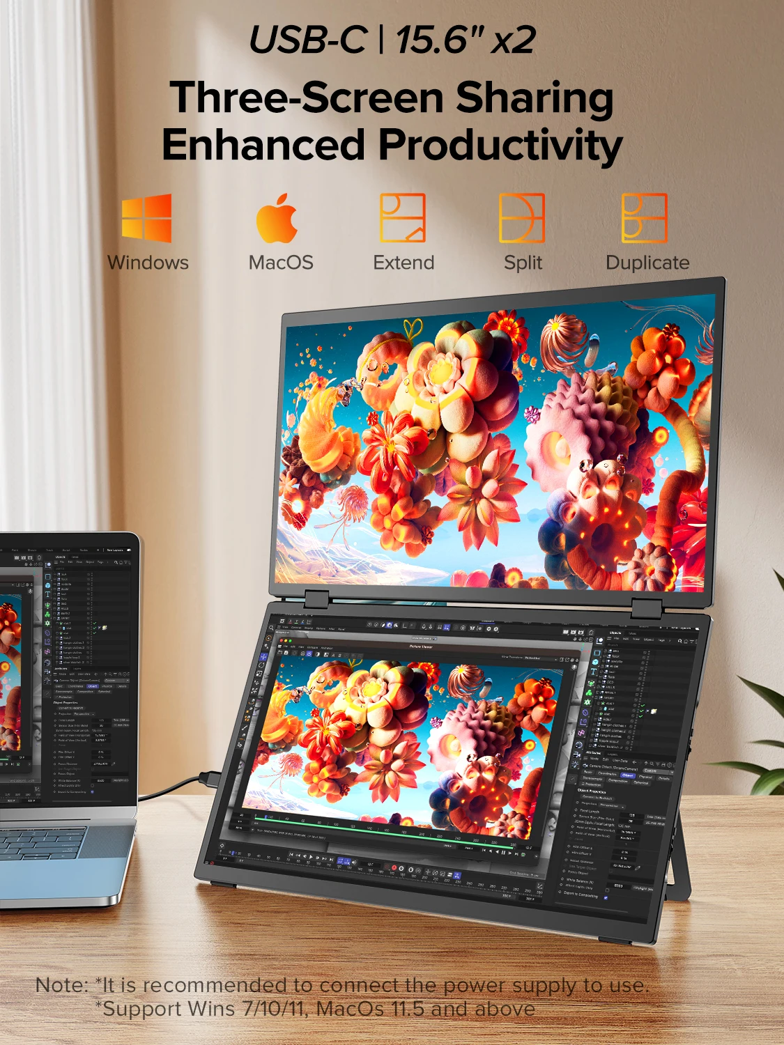 UPERFECT UStation  Delta 15.6ġ ٿ뵵 360 ̽  ޴  ÷ ĵ ޴ ־ ̹ ʿ  VESA OSD Ʈ PC Macbook Wind