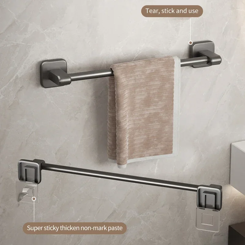 Self-Adhesive Home Bathroom Towel Rack Holder Without Drilling Wall Mounted Towel Shelf Kitchen Bathroom Accessories Hange towel holder towel rack bathroom facilities