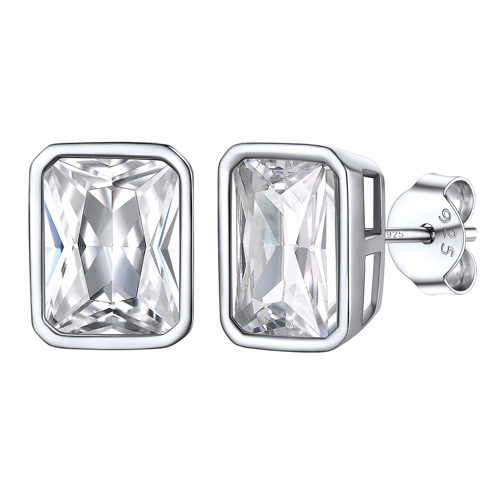 

925 Stelring Silver Cubic Zirconia Stud Earrings for Women Girl Men 4mm 5mm 7mm