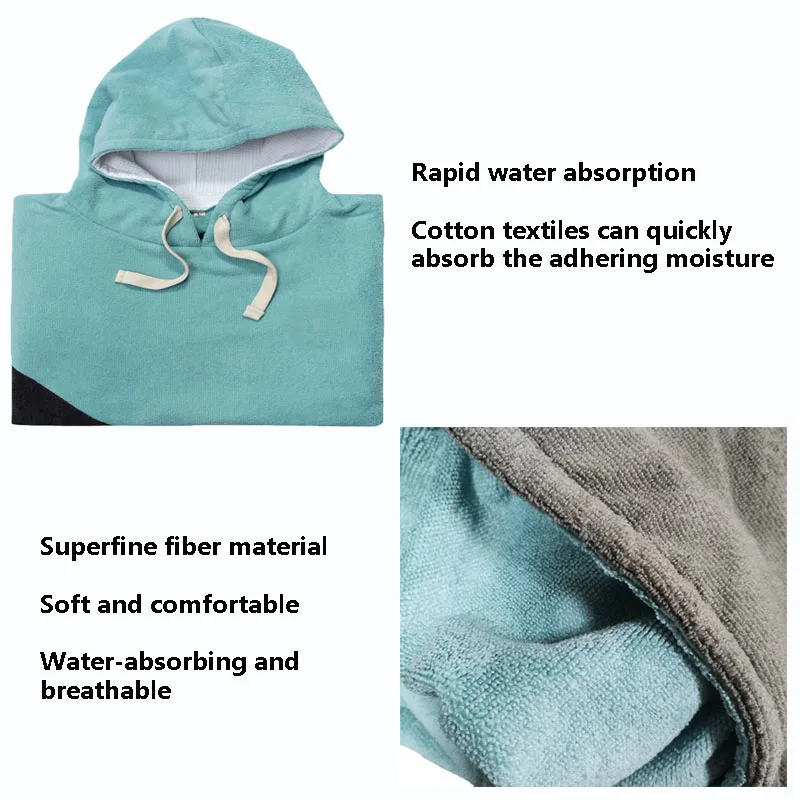 Microfiber Changing Robe For Surfing Warm Hooded Poncho Bathrobe_voghion.com