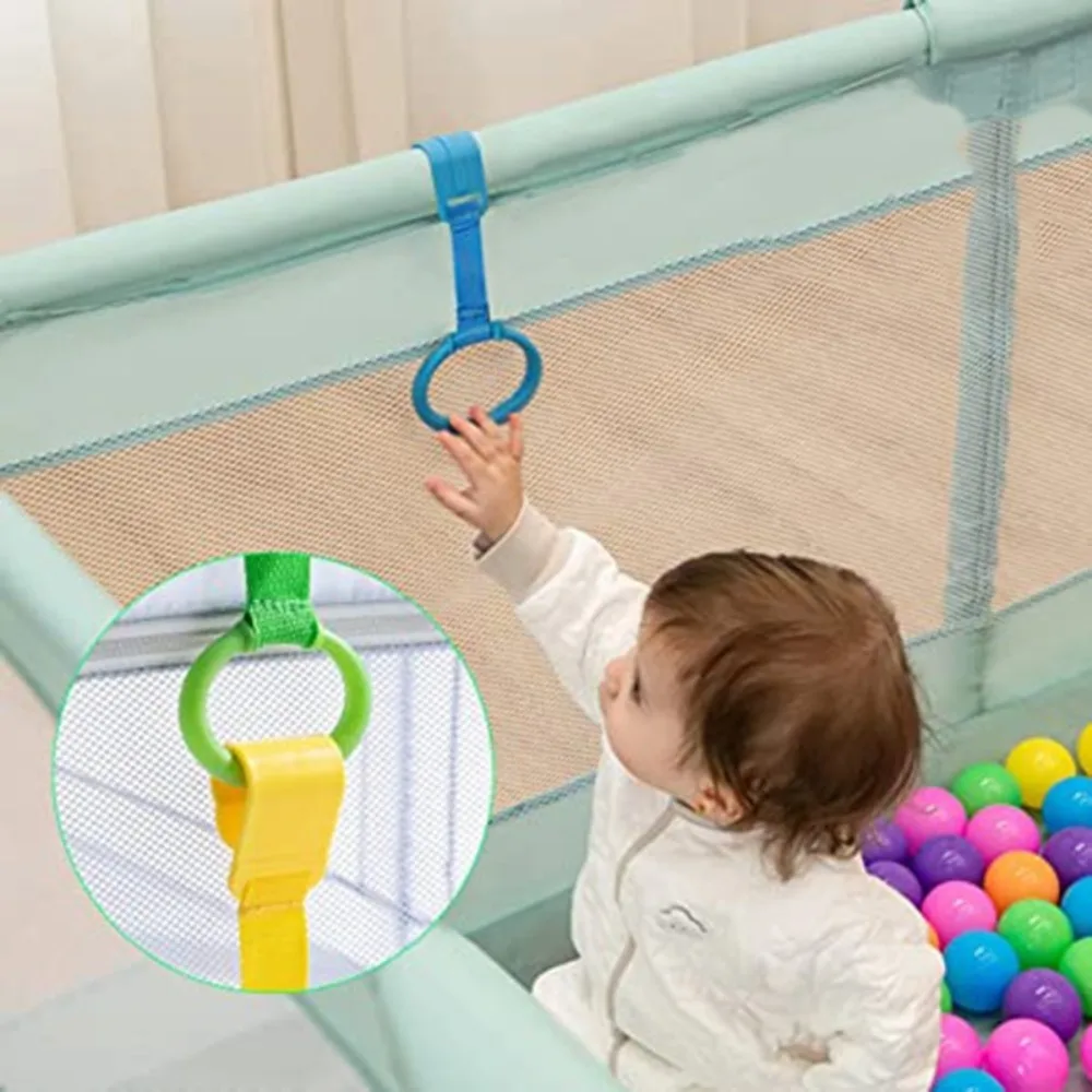 

1Pair Playpen Pull Ring Baby Crib pull up rings Baby Learn To Stand Hand Pull Ring Toddler Activity Kids Walking Training Tool