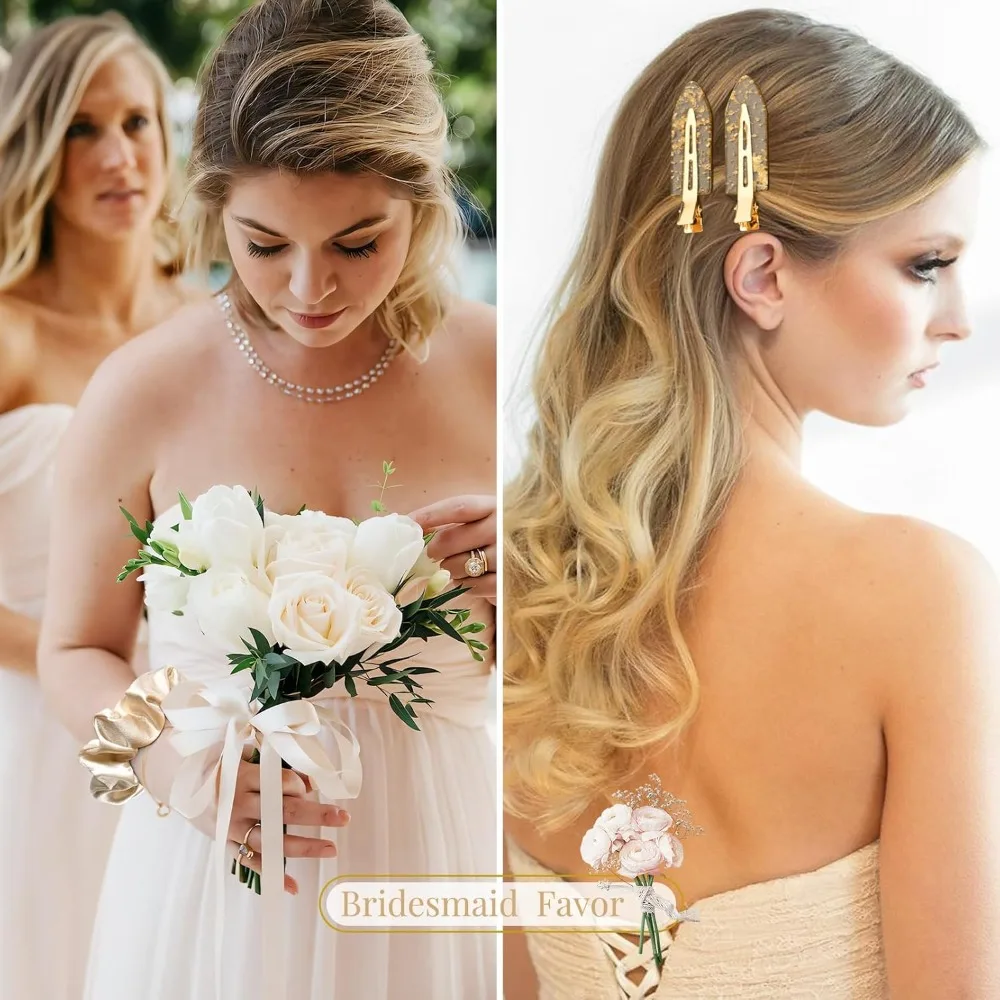 30개/6세트 신부 들러리 선물 세트 헤어 타이 클립 카드 여성용 웨딩 파티 선물