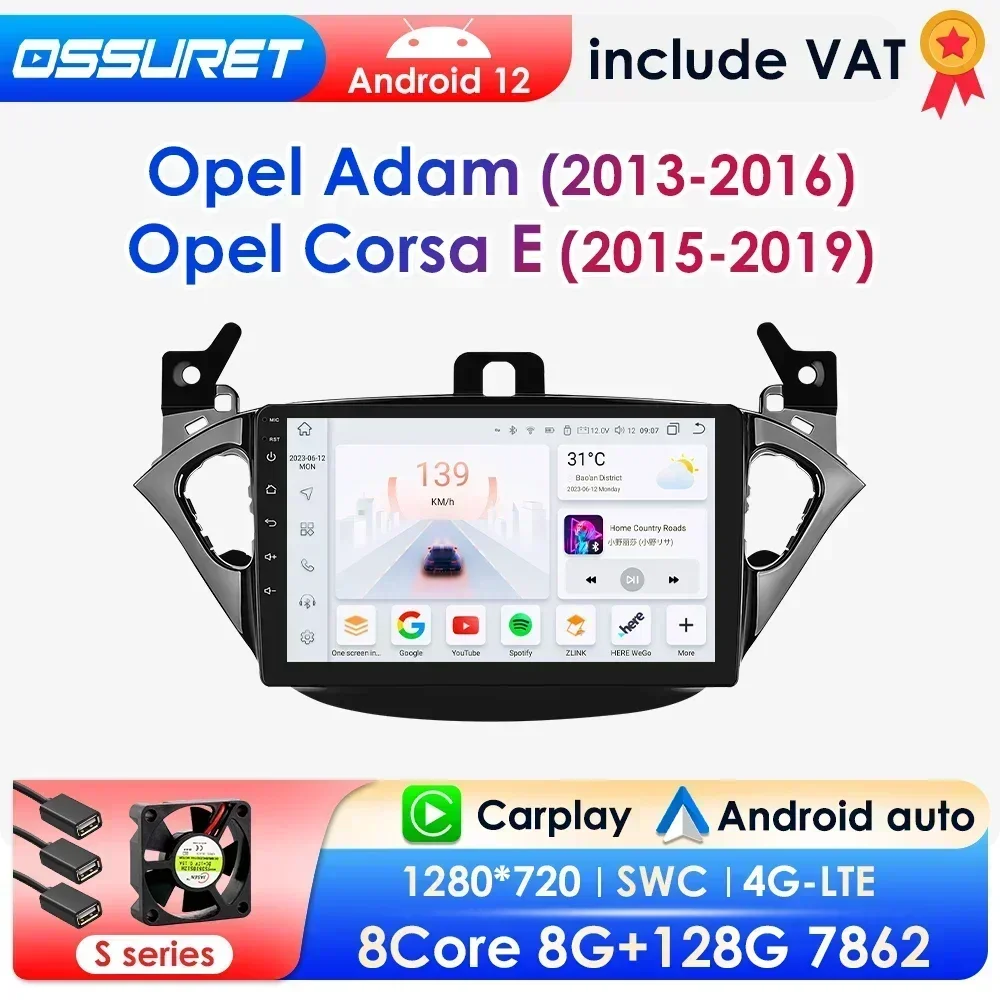 Autoradio Android avec Écran Tactile, Lecteur de Limitation, Audio Stéréo, CarPlay Auto, pour Opel Adam 7862-2013, Corsa E 2016-2015, 2019