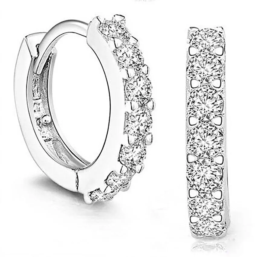 Women Jewelry Plated Rhinestone Crystal Hoop Earrings