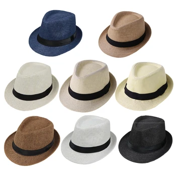 HUYU 아기 밀짚 모자 봄 여름 우아한 재즈 모자 Sunvisor 비치 모자 어린이 야외 모자 소년 소녀 해변 사진