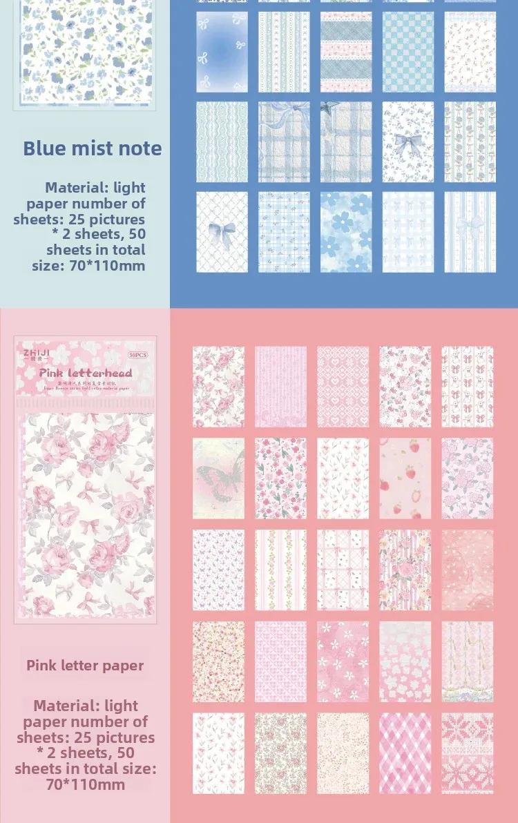 Journal GO 50 Stück Basic Journaling Material Papier Kreative Collage Scrapbooking DIY Hintergrundpapier Briefpapier Notizblöcke – Detail 8