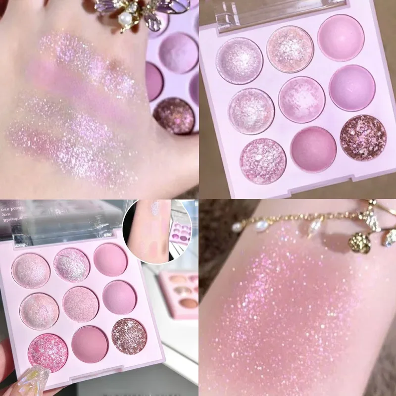 Eye Shadow Plate Ice Cream Pearl Matte Rose Plate Lying Silkworm Powder Blusher Oatmeal Milk Tea Earth Cosmetics 9 Color