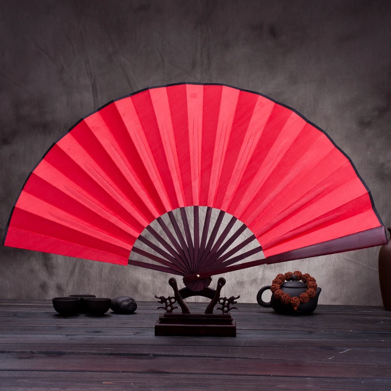Description Picture 6 of item33cm/13ich Large Silk Fan Chinese Japanese Style Folding Home Decoration Craft Gift Wedding Party Dance Hand Fan Gift Souvenir
