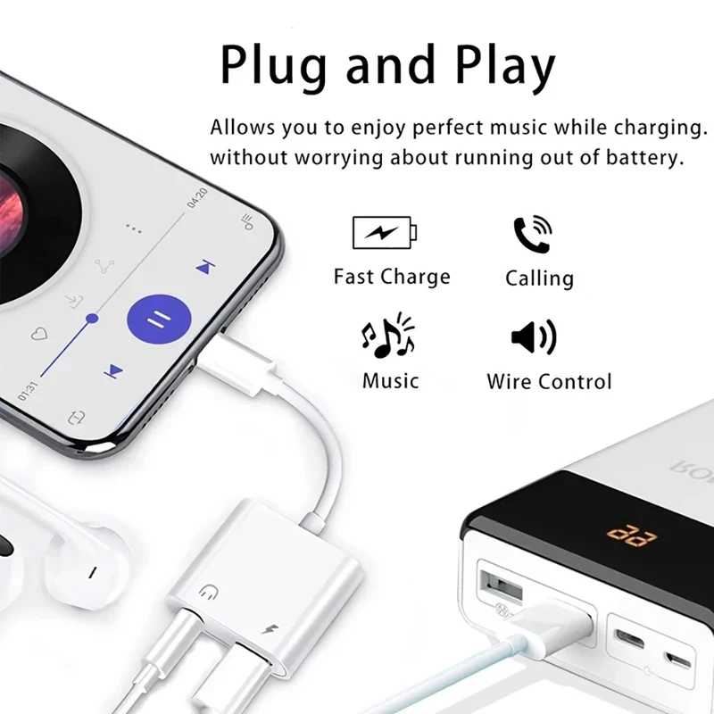 1/2/3/4/5/6Pcs 2in1 오디오 OTG 어댑터 USB C 3.5mm 잭 유형-C 충전 3.5mm Aux 케이블 유선 헤드폰 커넥터