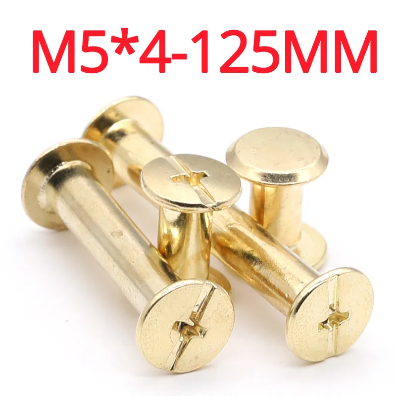M5 Copper Plated Account Book Nut Rivet Pair Lock Screws Binding Nail