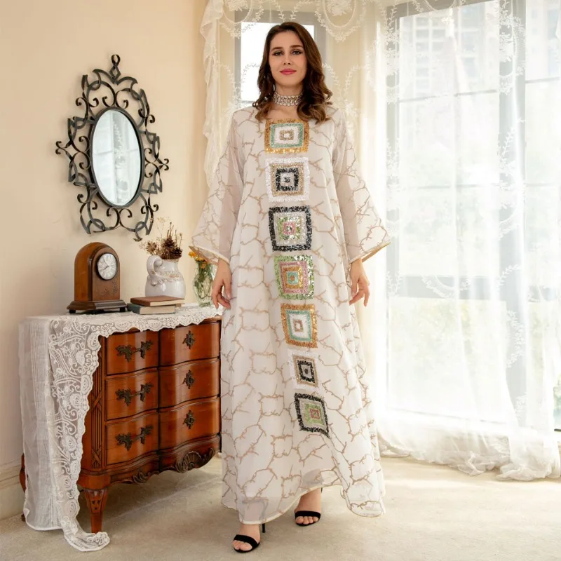 Women's Clothes Hot-Selling Plus Color Dress Window Screen Big Robe Arab Sequin Embroider Clothing open abaya  abaya dress
