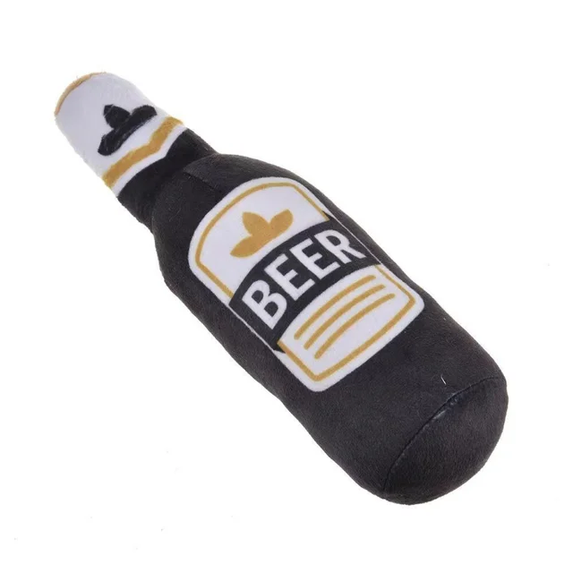 Beer Bottle Shaped Plush Dog Chew Toy Squeaky Interactive Bite-Resistant Pet Playing Supplies for Small to Large Dogs Teeth Clea 5