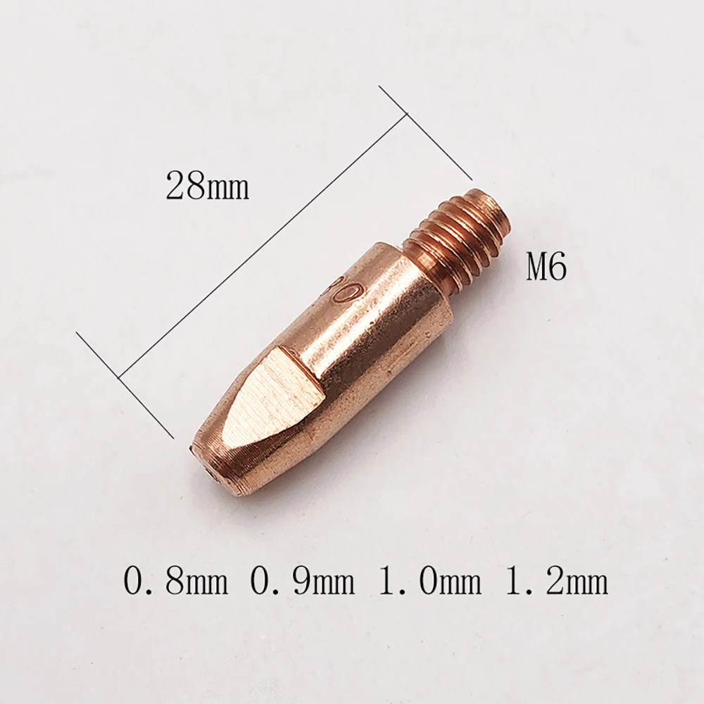 10 Pieces M6x28mm 0.8 0.9 1.0 1.2 Contact Tip E-Cu CuCrZr For Mig Gun Mig Welder 24KD 25AK