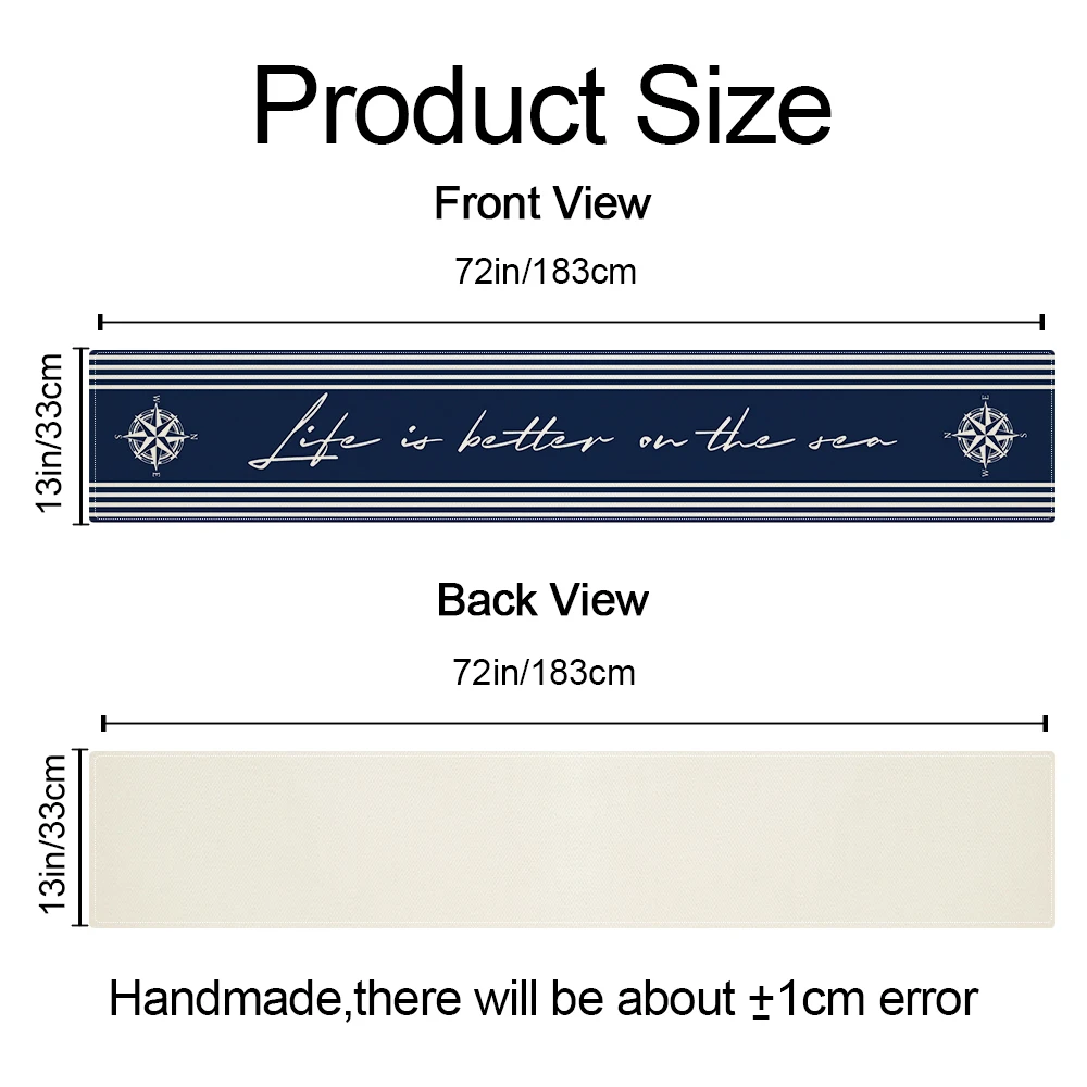 1pc Nautical Theme Table Runner Ocean Adventure Boat Anchor Compass Pattern Design Decorative Table Runner Kitchen Table Decor 6