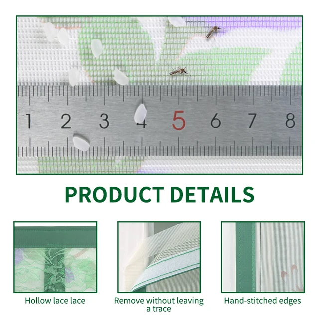 Écran de fenêtre de porte à écran magnétique, rideau de porte anti-moustique mains libres rétractable, écran de porte décoratif de style rustique vert 5