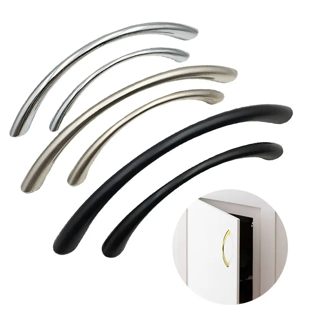 Zinc Alloy Curved Solid Cupboard Shoe Cabinet Handle Furniture Hardware Wine Cabinet Handle Black Wardrobe Door Handle