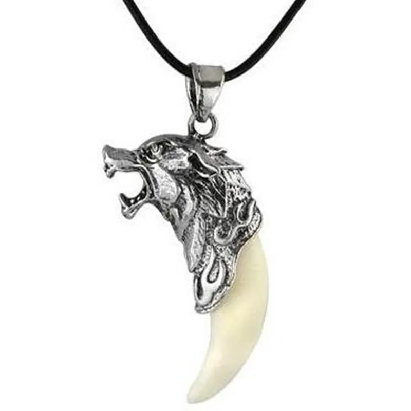 Vintage Mens Jewellery Wolf Head Necklace Wolf Tooth Pendant Punk Necklace for Men Animal Jewelry Anniversary Gift collar hombre